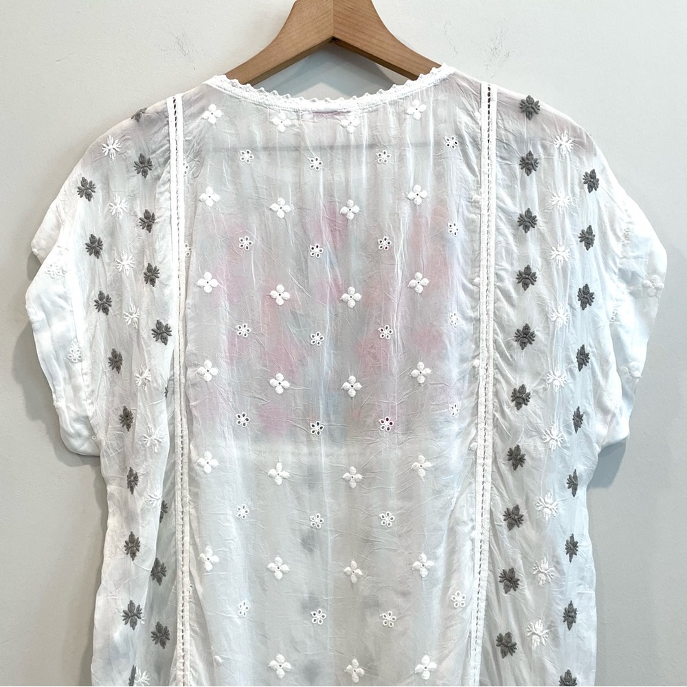 Johnny Was Colorful Floral Eyelet Embroidered Top - Picture 9 of 11